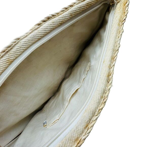 Vintage 70’s Handmade Knit Bamboo Rattan Straw Clutch Bag Handbag Purse Wristlet - Picture 14 of 16